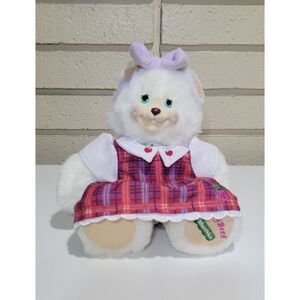 Vintage 1998 Fisher-Price Berry Beth Plush Bear Doll White with Bow & Dress